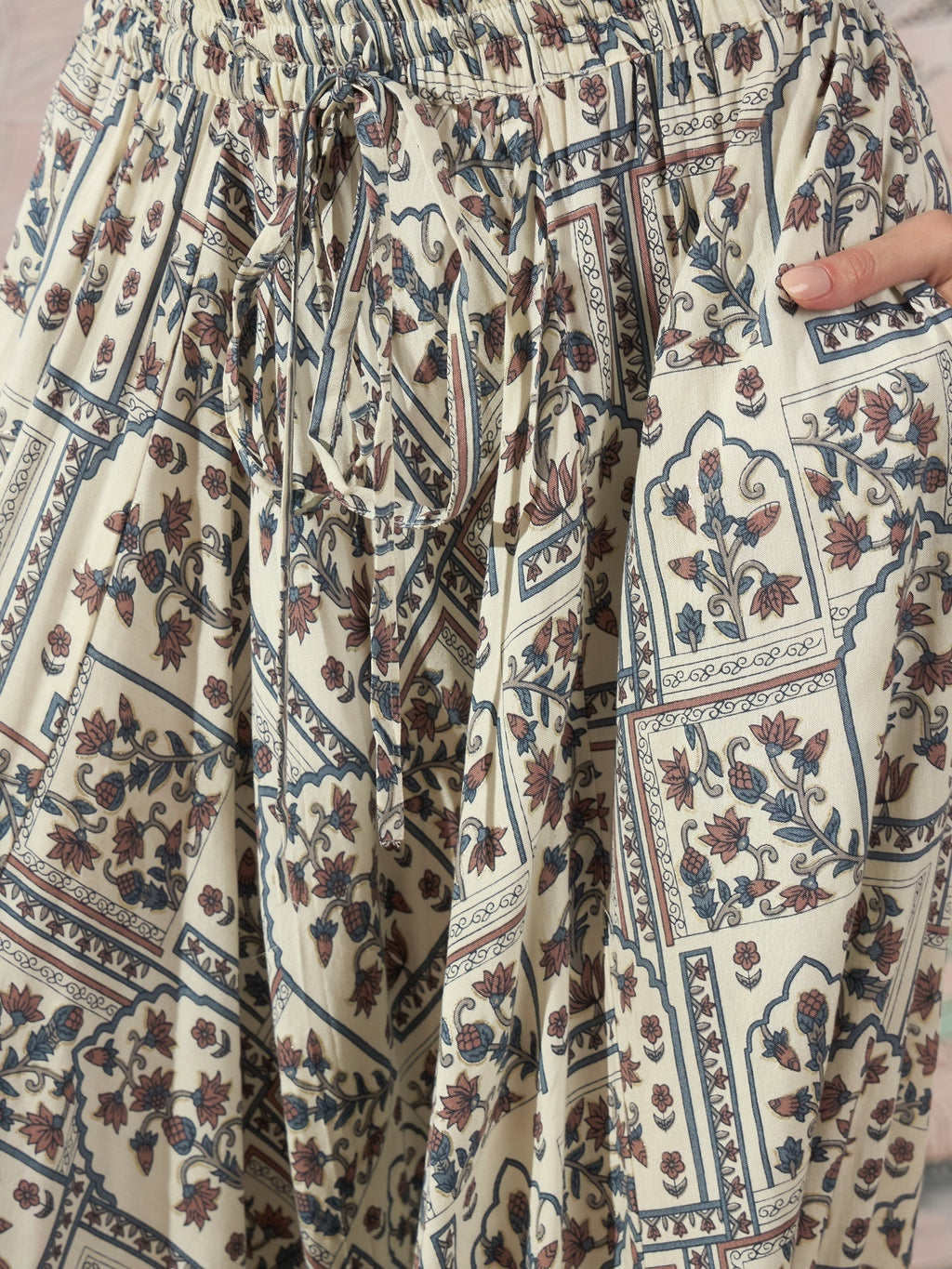 InWeave Cadet Blue Ethnic Window Harem Pant
