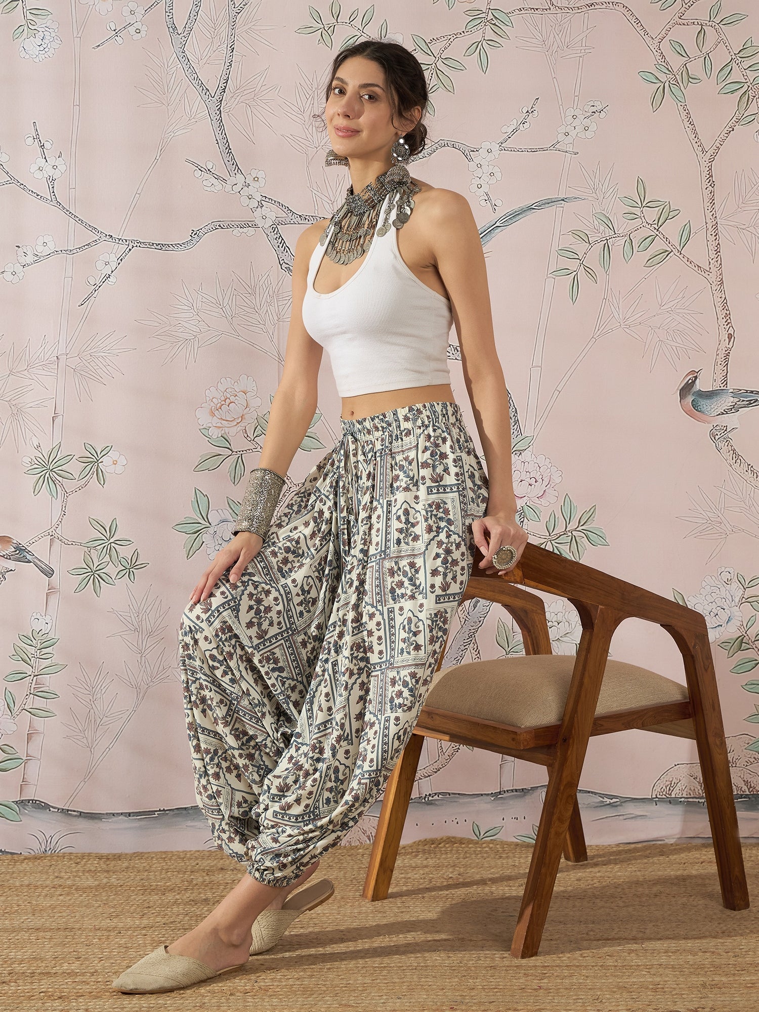 InWeave Cadet Blue Ethnic Window Harem Pant