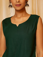 InWeave Bottle Green Skirt Top Set - Distacart