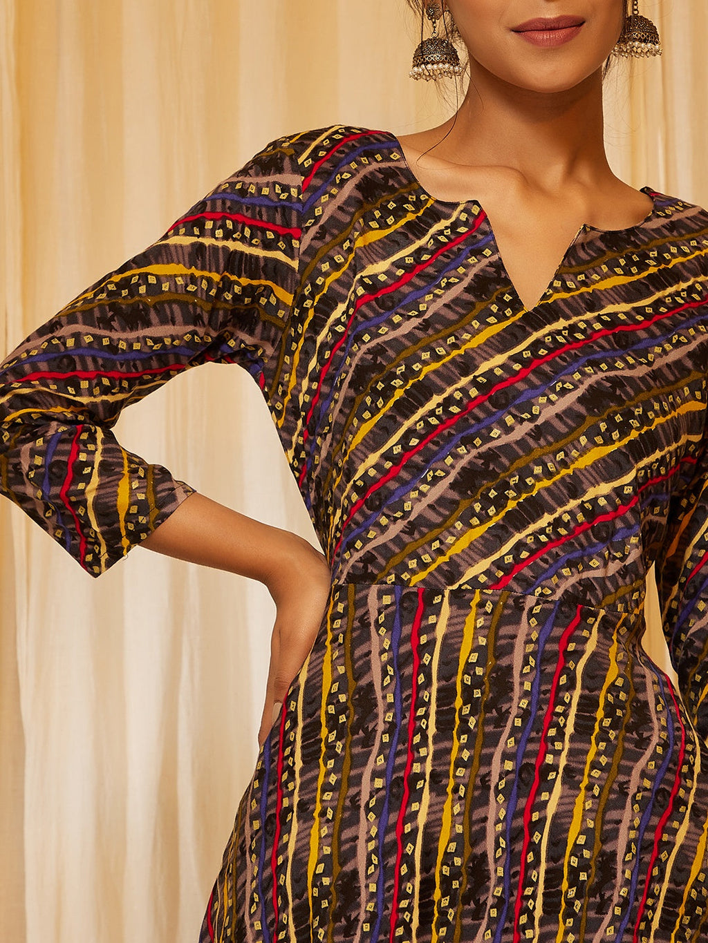 InWeave Charcoal Black Leheriya Silk Set - Distacart