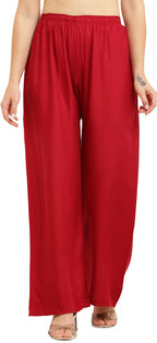 PAVONINE Maroon Color Straight Fit Rayon Fabric Palazzo - Distacart