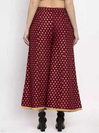 PAVONINE Maroon Color Rayon Fabric Sun Print Palazzo For Women - Distacart