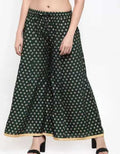 PAVONINE Bottle Green Color Rayon Fabric Sun Print Palazzo For Women - Distacart