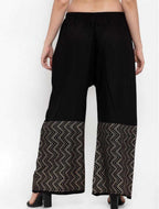 PAVONINE Black Color Rayon Fabric Zig-Zag Printed Palazzo For Women - Distacart
