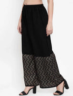 PAVONINE Black Color Rayon Fabric Zig-Zag Printed Palazzo For Women - Distacart
