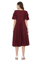 PAVONINE Maroon Color Crepe Fabric Embroidery Dress For Women - Distacart