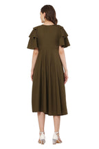 PAVONINE Mehandi Green Color Crepe Fabric Embroidery Dress For Women - Distacart