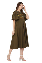PAVONINE Mehandi Green Color Crepe Fabric Embroidery Dress For Women - Distacart