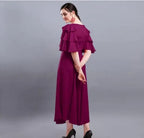 PAVONINE Wine Color Crepe Fabric Embroidery Dress For Women - Distacart