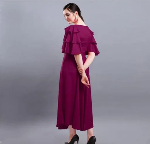 PAVONINE Wine Color Crepe Fabric Embroidery Dress For Women - Distacart