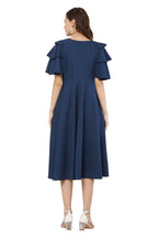 PAVONINE Navy Blue Color Crepe Fabric Embroidery Dress For Women - Distacart