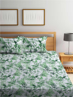 BOMBAY DYEING Serenita Green Printed Cotton 144 TC King Bedsheet with 2 Pillow Covers