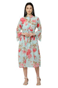 PAVONINE Rama Green Color Flower Printed Straight Dress For Women - Distacart