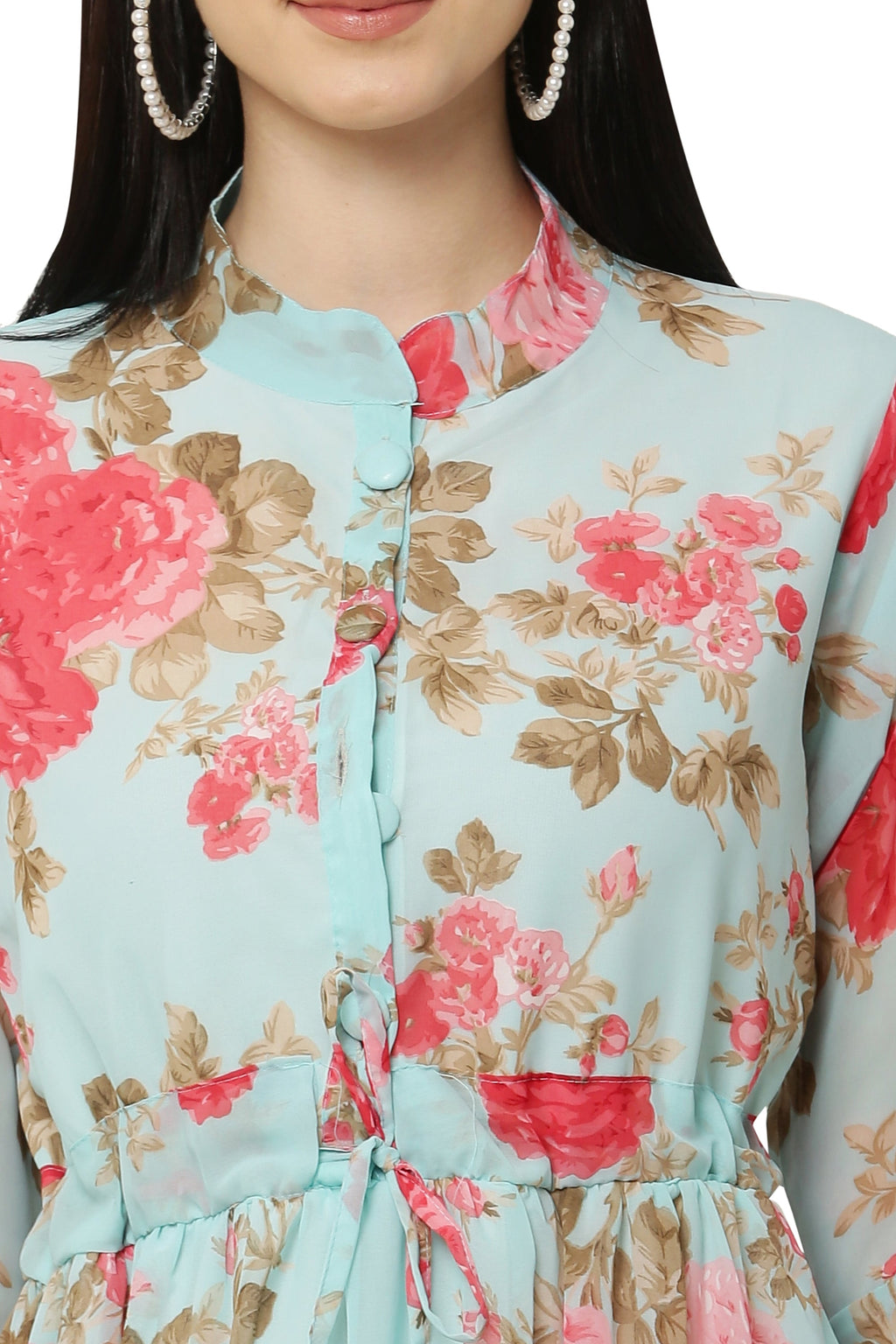 PAVONINE Rama Green Color Flower Printed Straight Dress For Women - Distacart