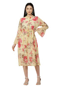 PAVONINE Yellow Color Flower Printed Straight Dress For Women - Distacart