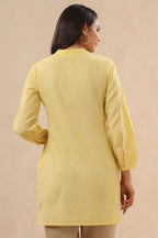 Juniper Womens Yellow Cotton Slub Embroidered High Low Tunic - Distacart