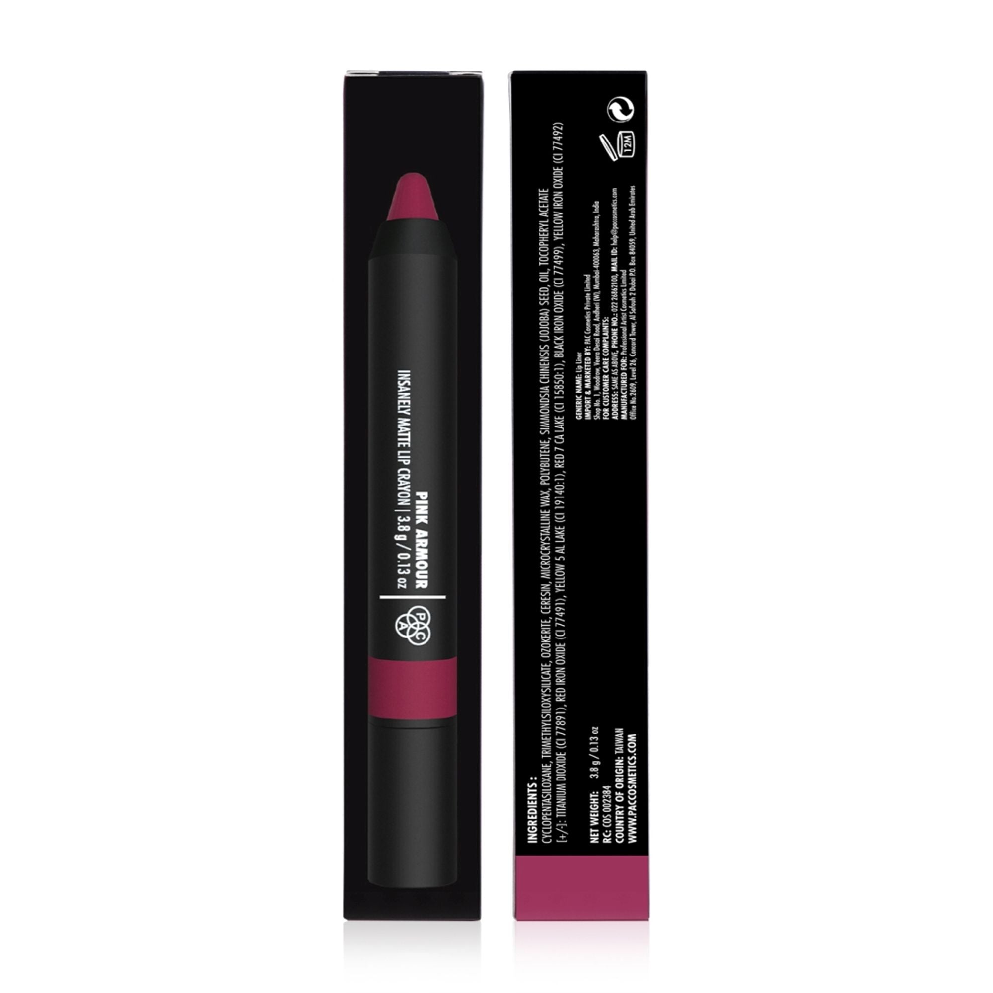 PAC Studio Insanely Matte Lip Crayon - Pink Armour