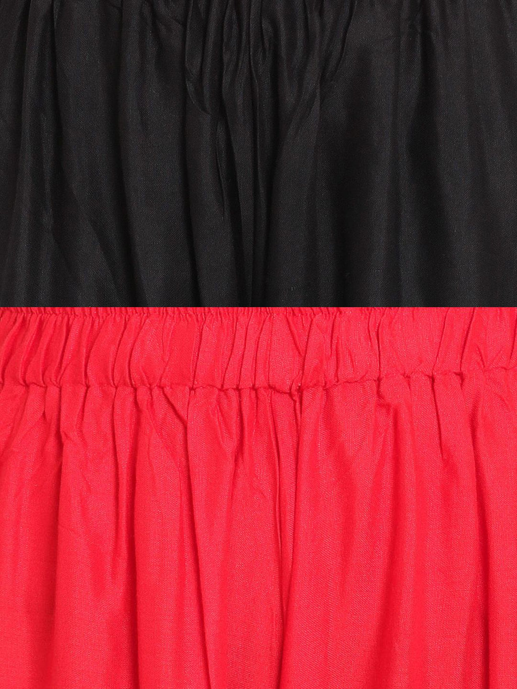 TAG 7 Women Pack of 2 Black & Red Solid Flared Palazzos