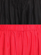 TAG 7 Women Pack of 2 Black & Red Solid Flared Palazzos