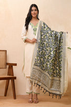 Vaasva Women Cream Embroidered Suit Set - Distacart