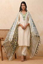 Vaasva Women Cream Embroidered Suit Set - Distacart