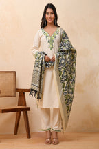 Vaasva Women Cream Embroidered Suit Set - Distacart