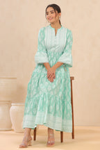 Juniper Womens Mint Cambric Printed Tiered Dress With Flared Sleeve - Distacart