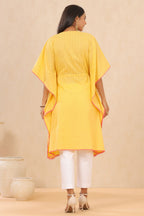 Juniper Womens Yellow Cotton Dobby Embroiderd Kaftan Kurta - Distacart
