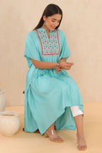Juniper Womens Skyblue Embroiderd Rayon Dobby Kaftan - Distacart