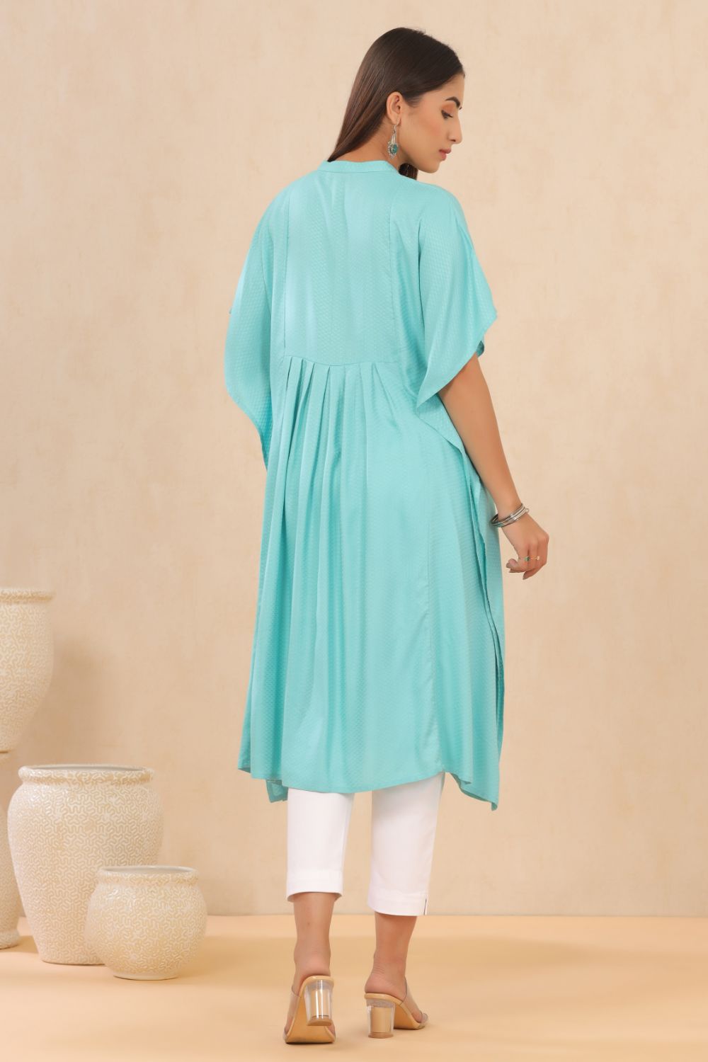 Juniper Womens Skyblue Embroiderd Rayon Dobby Kaftan - Distacart
