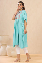 Juniper Womens Skyblue Embroiderd Rayon Dobby Kaftan - Distacart