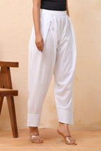 Vaasva Women White Solid Farshi Pant