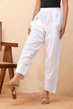 Vaasva Women White Solid Farshi Pant
