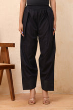 Vaasva Women Black Solid Farshi Pant