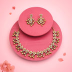 Tehzeeb Creations Gold-Polished Yellow Colour Choker With Dangle Earrings