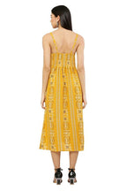 PAVONINE Mustard Color Printed Shoulder Strap Dress For Women - Distacart