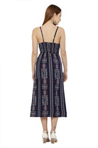 PAVONINE Navy Blue Color Printed Shoulder Strap Dress For Women - Distacart