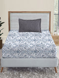 MYTRIDENT Dusk and Dawn White Ethnic Motifs Pure Cotton 144TC Single Bedsheet Pillow Cover