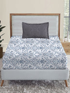MYTRIDENT Dusk and Dawn White Ethnic Motifs Pure Cotton 144TC Single Bedsheet Pillow Cover