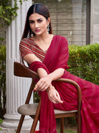 Tikhi Imli Striped Satin Ready to Wear Saree - Distacart