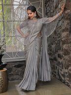 Tikhi Imli Embellished Border Sequinned Saree With Cape - Distacart