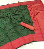 DEIANA'S Beautiful Designer Golden zari Soft Lichi Silk Saree - Green