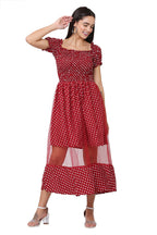 PAVONINE Maroon Color Polka Dot Net Kansai Dress For Women - Distacart