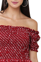 PAVONINE Maroon Color Polka Dot Net Kansai Dress For Women - Distacart