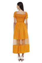 PAVONINE Mustard Color Polka Dot Net Kansai Dress For Women - Distacart