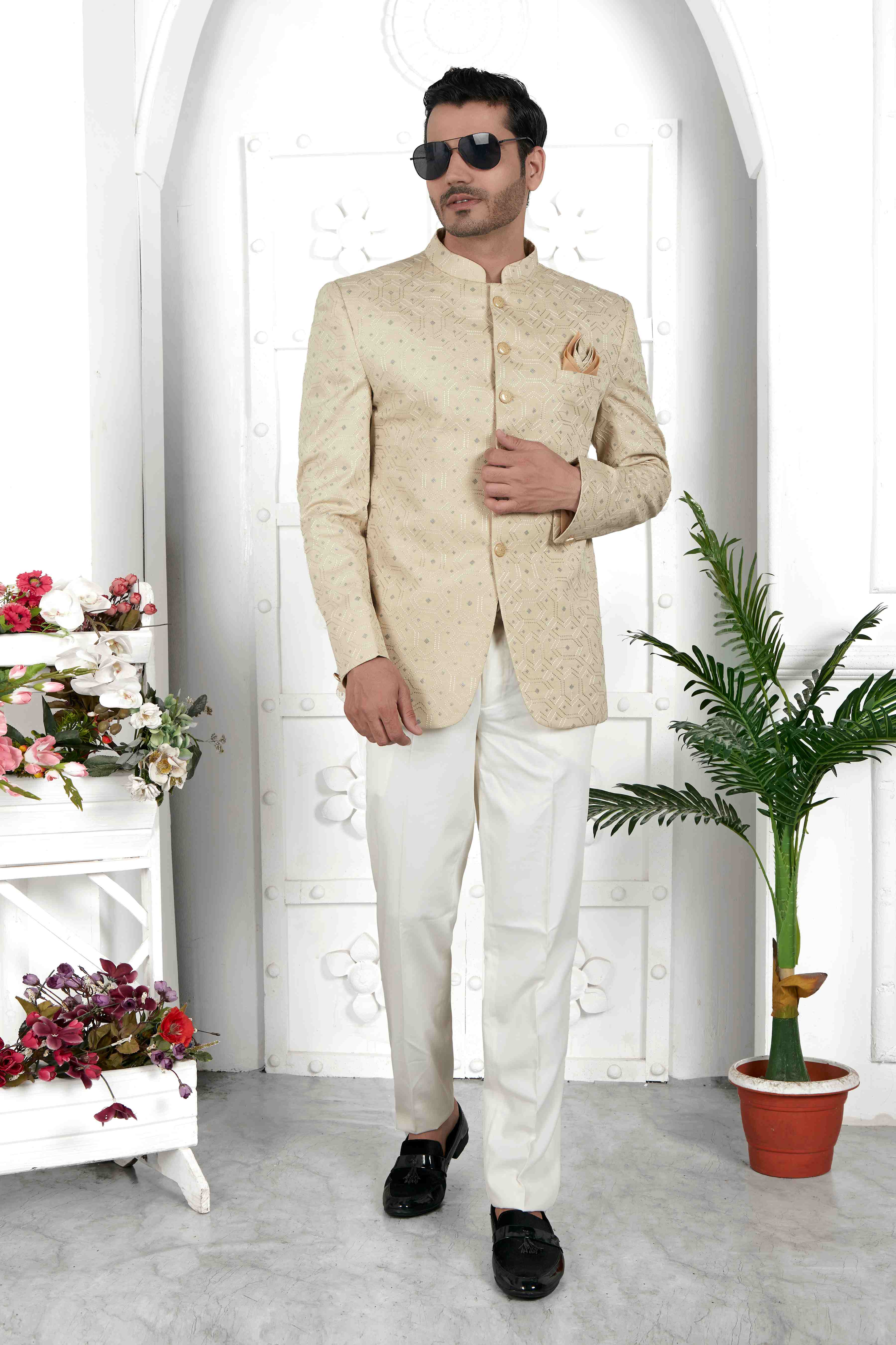 Raivat Ethnic Art Silk Thread Work Jodhpuri In Pista Green Colour