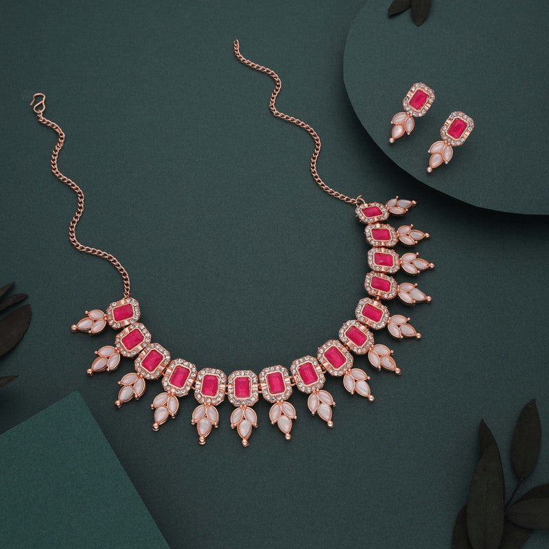Tehzeeb Creationss Pink Colour Choker With Stud
