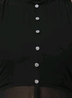 PAVONINE Black Color Shining Buttons Net Fabric Slit Dress For Women - Distacart