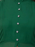 PAVONINE Bottle Green Color Shining Buttons Net Fabric Slit Dress For Women - Distacart