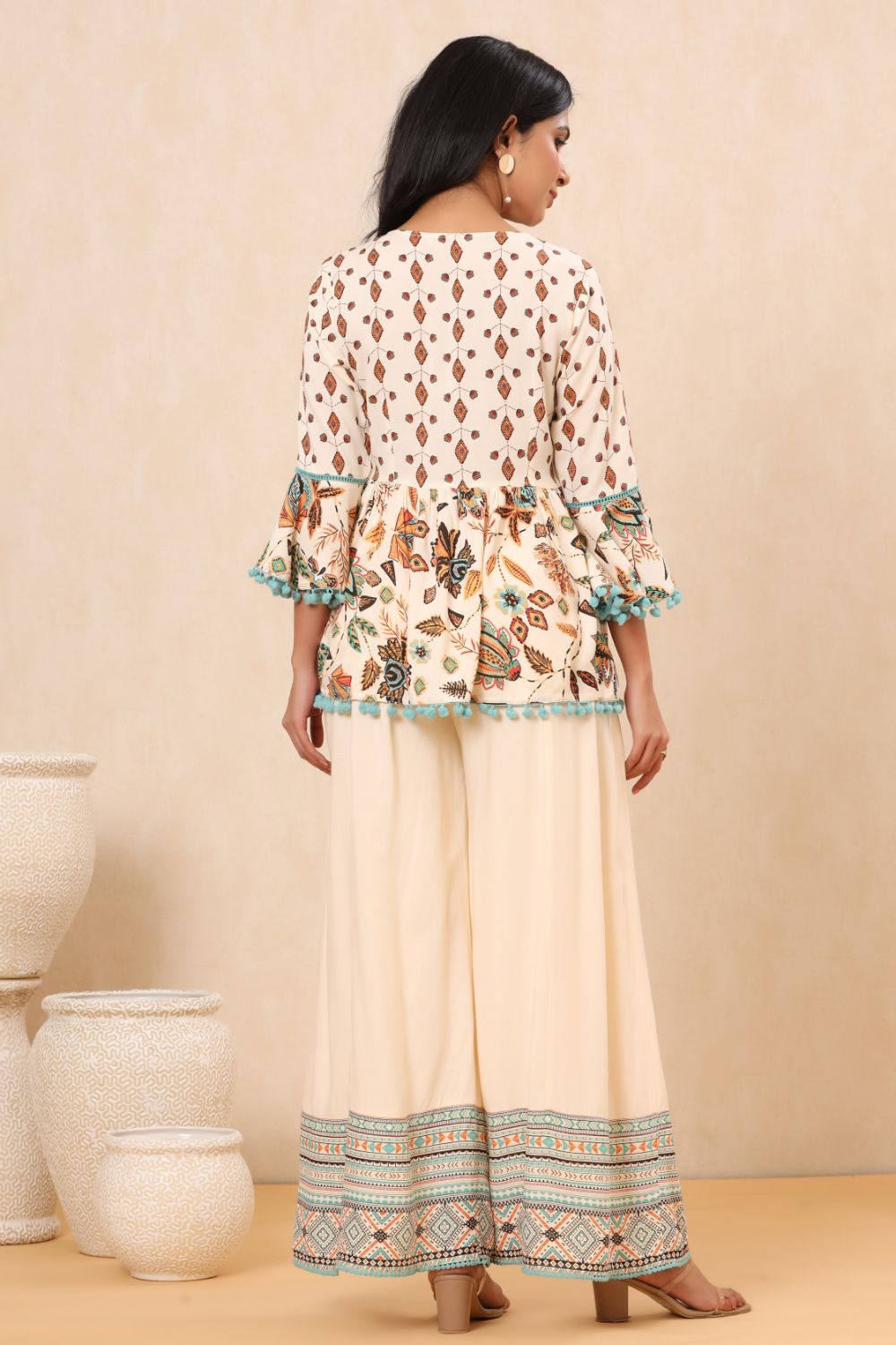 Juniper Womens Ivory Floral Printed Rayon Clothing Set - Distacart